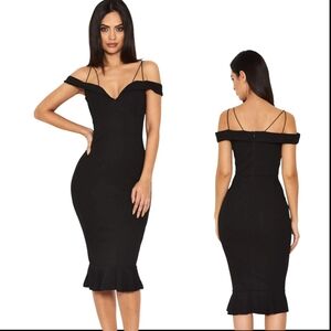 NWT Armani Exchange Paris Off-the-Shoulder Strappy Fishtail Midi Dress - Sz 8